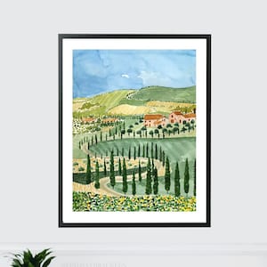 Tuscany Print, Italy Print, Italy Art, Tuscany Art Print, Tuscany Watercolor, Italian Countryside Print, Italy Wall Art, Travel Art Print