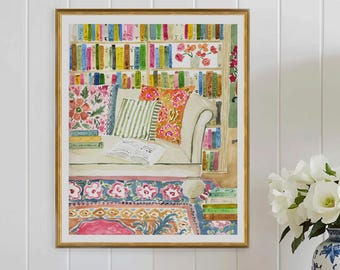 Bookstore Art Print Book Wall Art Bookshop Art Bookshelf Reading Print Book Art Print Home Office Bookworm Library Reading Nook Wall Decor