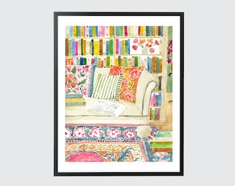 Bookstore Art Print Book Wall Art Bookshop Art Bookshelf Reading Print Book Art Print Home Office Bookworm Library Reading Nook Wall Decor