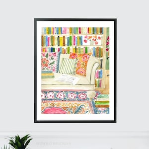 Bookstore Art Print Book Wall Art Bookshop Art Bookshelf Reading Print Book Art Print Home Office Bookworm Library Reading Nook Wall Decor image 1