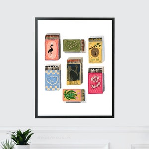 Matchbox Print, Matchbox Illustration, Vintage Matchbox Art, Matchbooks print, Matchbox Poster, Matchbox Painting, Vintage Matchbox Print