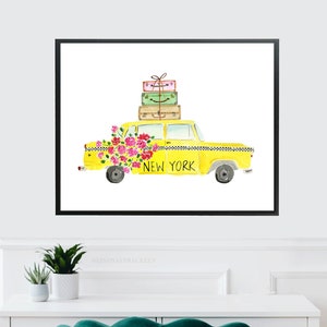 NYC Art, NYC Print, New York City Taxi Art Print, New York Taxi Art, Nyc Taxi Print, NYC Wall Decor, Nyc Travel Painting, Nyc Wall Art