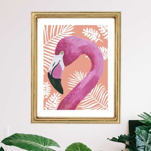 Flamingo Flamingos Bird Birds Jungle Tropical Illustration Bohemian Boho Animal Art Print Wall Art Decor Nursery Pink Watercolor Modern