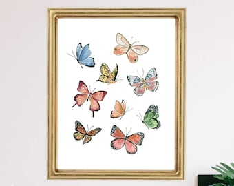 Butterflies Butterfly Pollinators Art Insect Bug Kids Baby Wall Decor Children's Room Mounted Girls Print Painting Woodland Nature