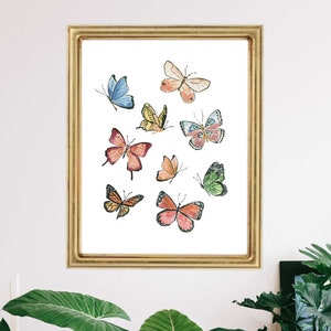 Butterflies Butterfly Pollinators Art Insect Bug Kids Baby Wall Decor Children's Room Mounted Girls Print Painting Woodland Nature