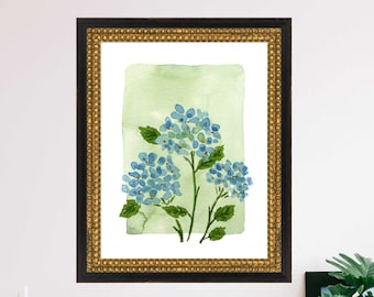 Hydrangea Print, Hydrangea Art, Hydrangea Painting, Blue Hydrangea Print, Blue Hydrangea Watercolor, Blue Hydrangea Wall Art, Hydrangea Art
