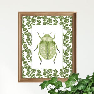Beetle Art Print, Colorful Insect Art, Kid Room Decor, Nature Nursery Prints, Beetle Art, Beetle Artwork, Woodland Nursery Art, Cottagecore