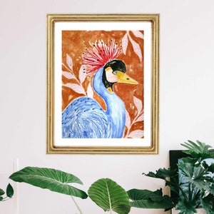 Tropical Bird Art Print Wall Decor Painting Exotic Colorful Watercolor Jungle Birds Illustration Bohemian Boho Style Lindsay Brackeen