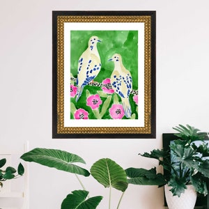 Mourning Dove Bird Art Print Wall Decor Painting Exotic Doves Colorful Watercolor Birds Illustration Millennial Style Art Lindsay Brackeen image 3