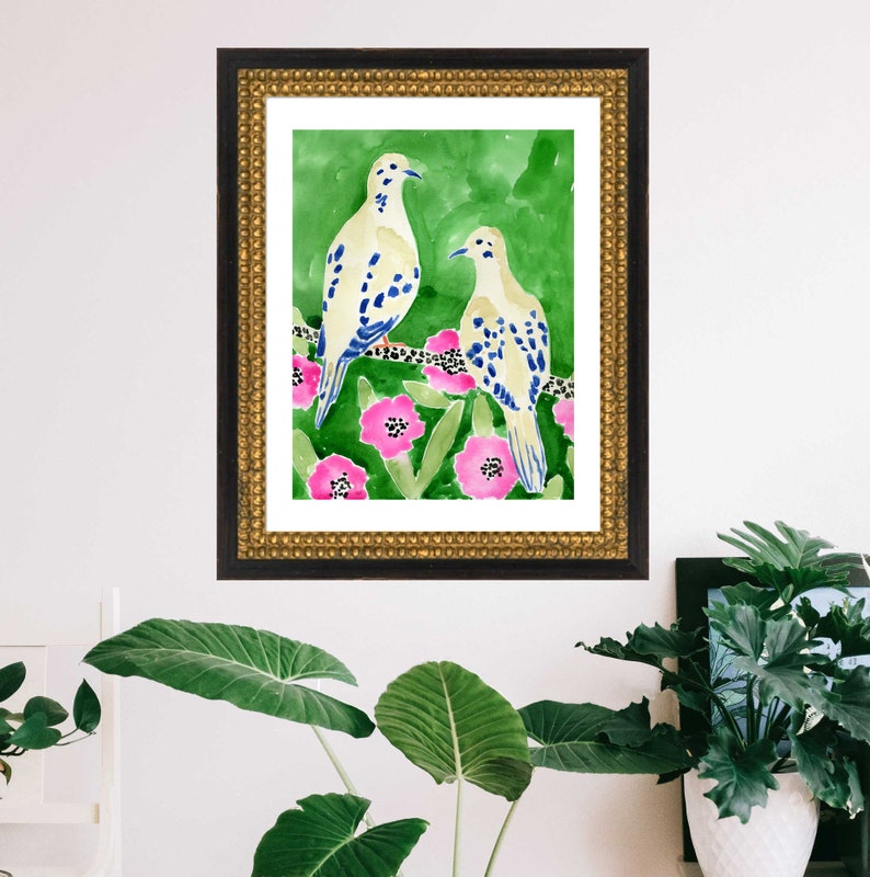 Mourning Dove Bird Art Print Wall Decor Painting Exotic Doves Colorful Watercolor Birds Illustration Millennial Style Art Lindsay Brackeen image 3