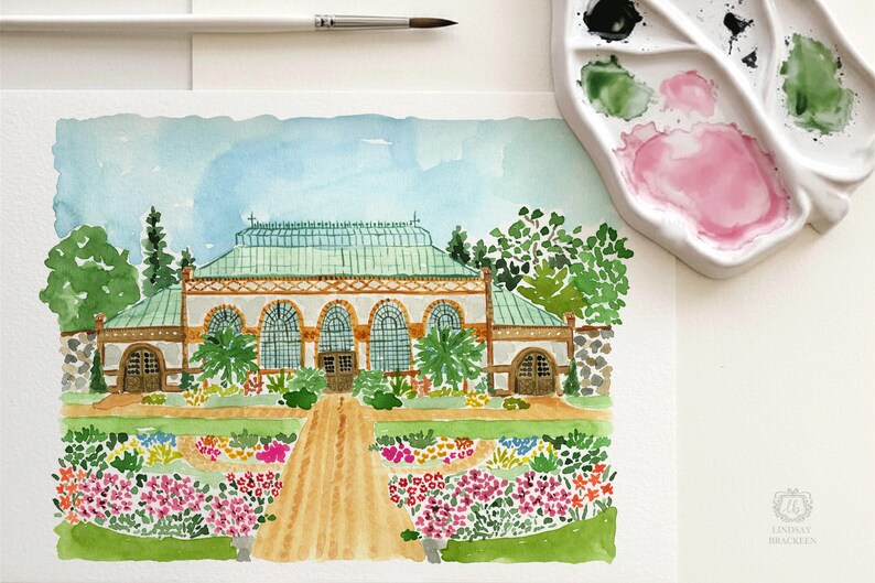 Biltmore Estate Conservatory Greenhouse Art Asheville North Carolina Art Print Biltmore Mansion Formal Garden Print Plant Flower Watercolor image 7