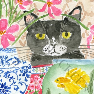 Cat Art Print, Tuxedo Cat Art Print, Black Cat Art, Black Cat Print, Black Cat Wall Art, Cat Print, Cat Art, Cat Painting, Cat Watercolor image 6