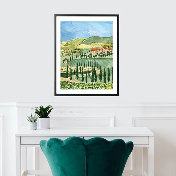 Tuscany Print, Italy Print, Italy Art, Tuscany Art Print, Tuscany Watercolor, Italian Countryside Print, Italy Wall Art, Travel Art Print