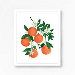 Oranges Orange Art Print Wall Decor Clementine Citrus Fruit Painting Kitchen Orange Dining Watercolor Painting Art Print Food Farmhouse