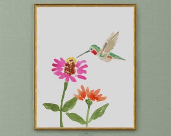 Ruby Throated Hummingbird Art Print, Hummingbird Art, Hummingbird Painting, Bird Print, Hummingbird Art, Hummingbird Watercolor, Bird Art