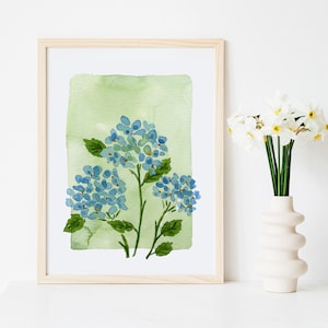 Hydrangea Print, Hydrangea Art, Hydrangea Painting, Blue Hydrangea Print, Blue Hydrangea Watercolor, Blue Hydrangea Wall Art, Hydrangea Art