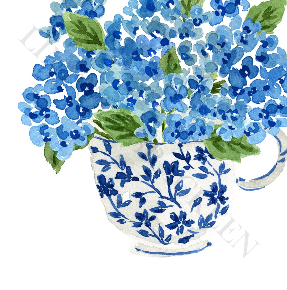Hydrangea Print Hydrangea Art Hydrangea Painting Blue Etsy