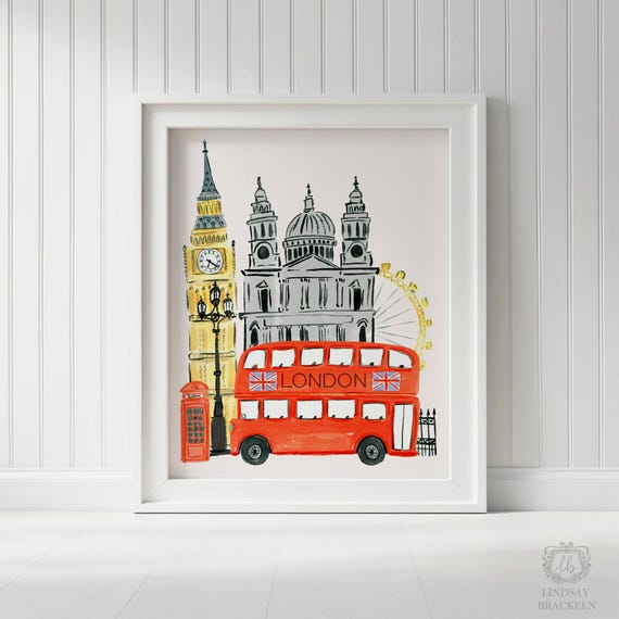 London England Art Print London Wall Decor Travel Big Ben St. Paul