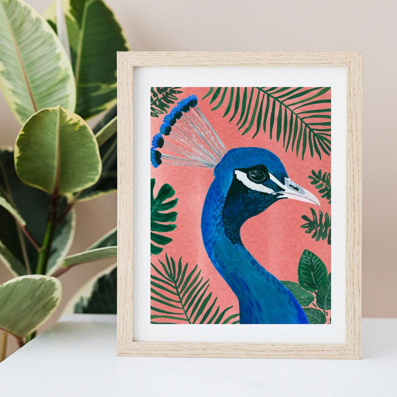 Peacock Art Print Peacock Wall Decor Peacock Painting Peacock Etsy