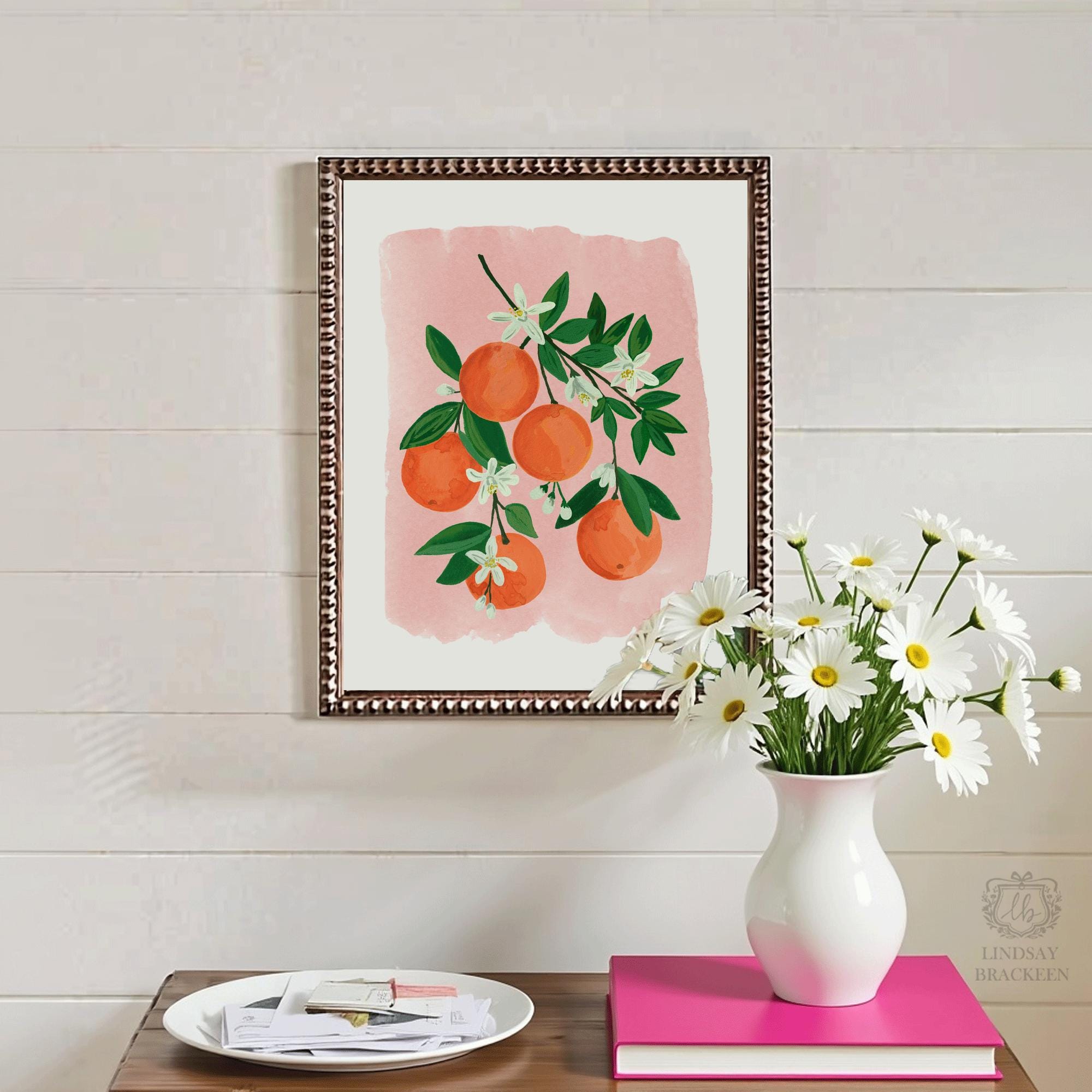 Oranges Orange Clementine Citrus Fruit Blue Rustic Cottage Kitchen