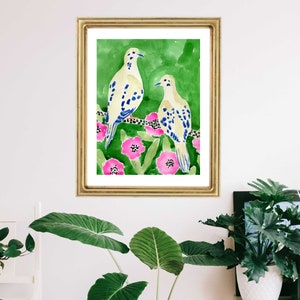 Mourning Dove Bird Art Print Wall Decor Painting Exotic Doves Colorful Watercolor Birds Illustration Millennial Style Art Lindsay Brackeen image 5