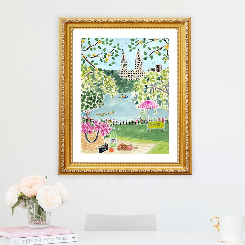 New York City Art Print, NYC Wall Decor, Summer in Central Park, Central Park Art Print, NYC Art Print, NYC Painting, New York Art image 3