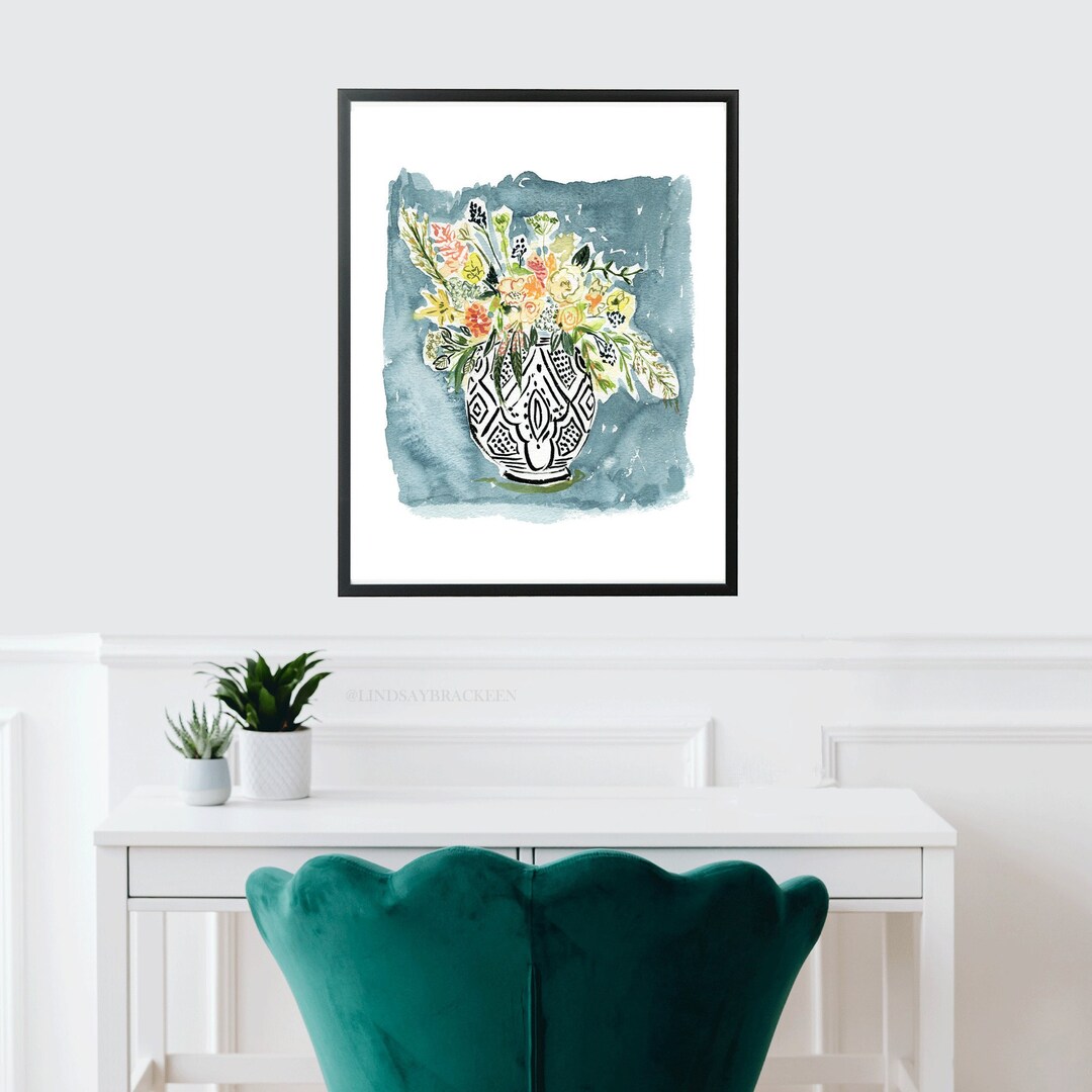 Eclectic Floral Art Print, Boho Floral Art Print, Patterned Vase Art