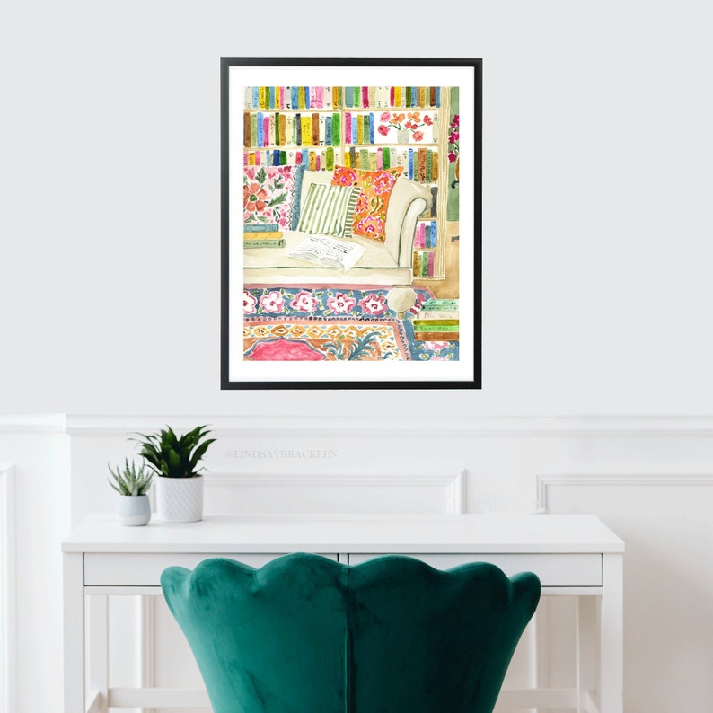 Bookstore Art Print Book Wall Art Bookshop Art Bookshelf Reading Print Book Art Print Home Office Bookworm Library Reading Nook Wall Decor image 1