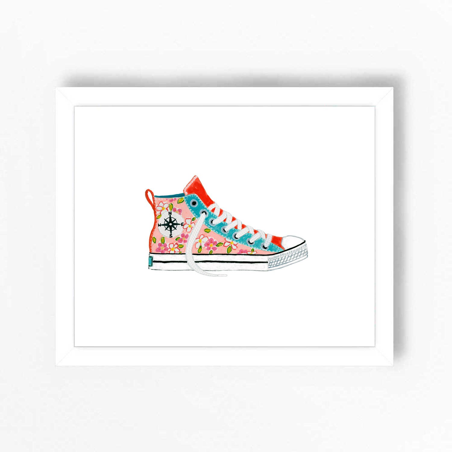 Sneaker Shoe Converse Art Print Shoes Wall Decor Tween Teen | Etsy
