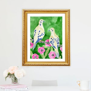Mourning Dove Bird Art Print Wall Decor Painting Exotic Doves Colorful Watercolor Birds Illustration Millennial Style Art Lindsay Brackeen image 4