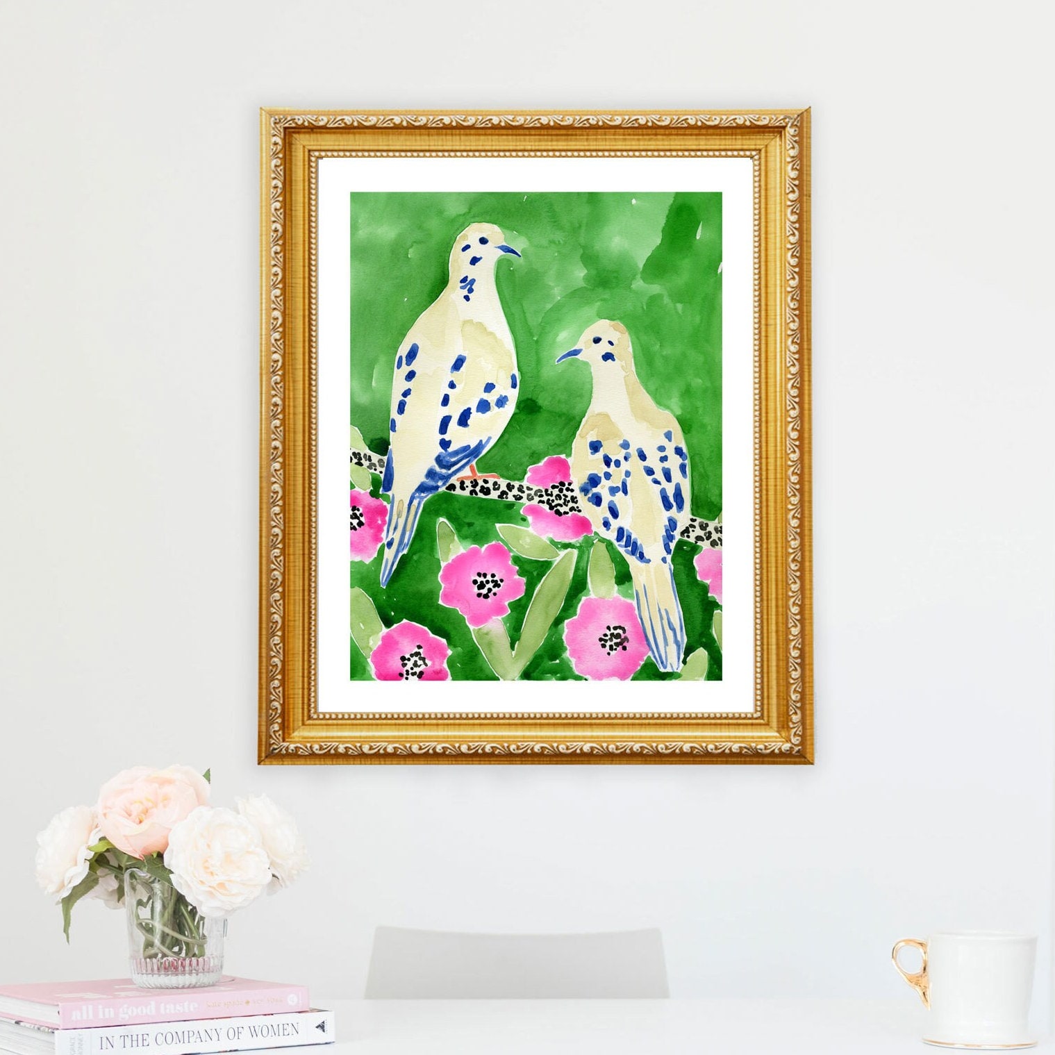 Mourning Dove Bird Art Print Wall Decor Painting Exotic Doves