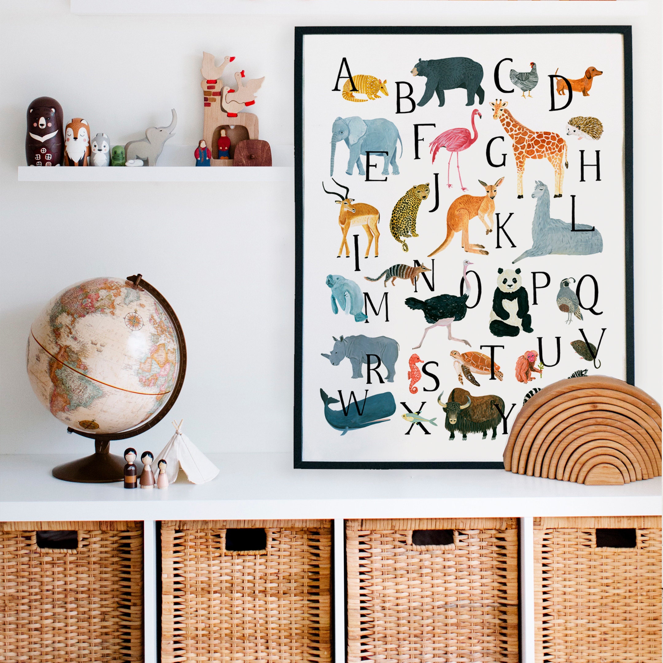 Animal Alphabet Print Animals Wall Art ABC Nursery Childrens Room Decor  Poster Kids Jungle Safari Educational Painting Modern Play Letters - Etsy