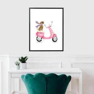 Dog on a Vespa Art Print, Dog Art Print, Dog Portrait, Dog Wall Art, Dachshund Art, Dog Art, Dog in Paris Art, Dog Nursery Art image 4