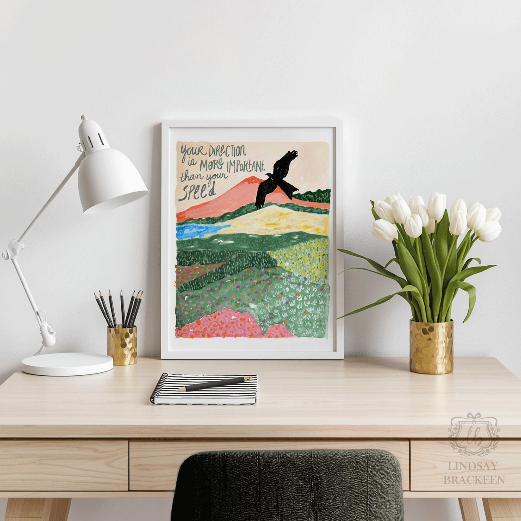 Landscape Quote Art Print Watercolor Illustration Inspirational ...