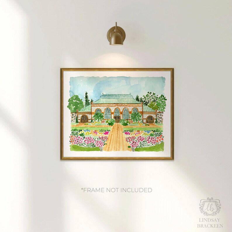 Biltmore Estate Conservatory Greenhouse Art Asheville North Carolina Art Print Biltmore Mansion Formal Garden Print Plant Flower Watercolor image 2