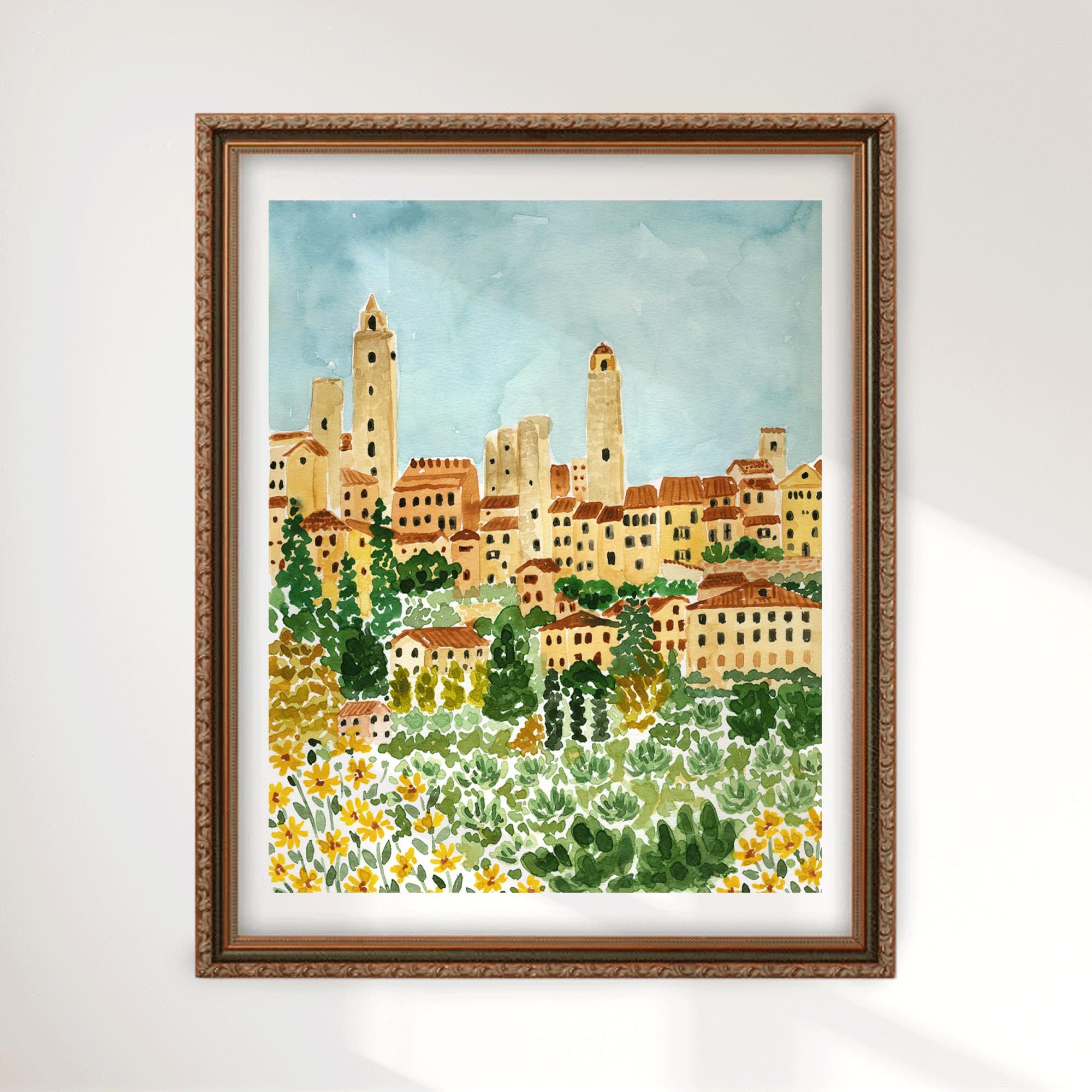 San Gimignano Original Watercolor - Etsy