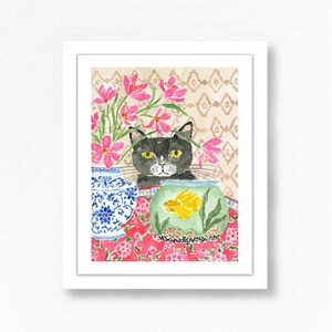 Cat Art Print, Tuxedo Cat Art Print, Black Cat Art, Black Cat Print, Black Cat Wall Art, Cat Print, Cat Art, Cat Painting, Cat Watercolor image 2