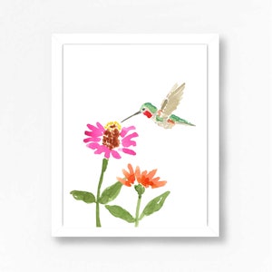 Ruby Throated Hummingbird Art Print, Hummingbird Art, Hummingbird Painting, Bird Print, Hummingbird Art, Hummingbird Watercolor, Bird Art image 2