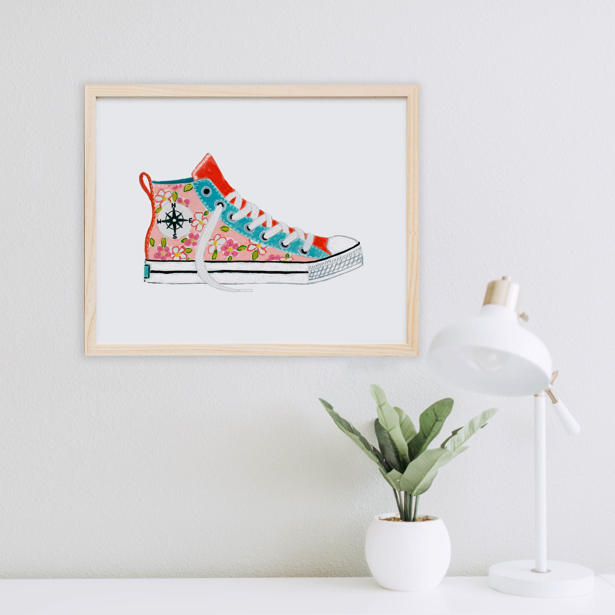 Sneaker Shoe Converse Art Print Shoes Wall Decor Tween Teen | Etsy