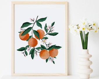 Oranges Art Print Oranges Peinture Wall Decor Citrus Art Print Fruit Art Food Art Clémentine Fruits Cuisine Aquarelle Peinture Ferme