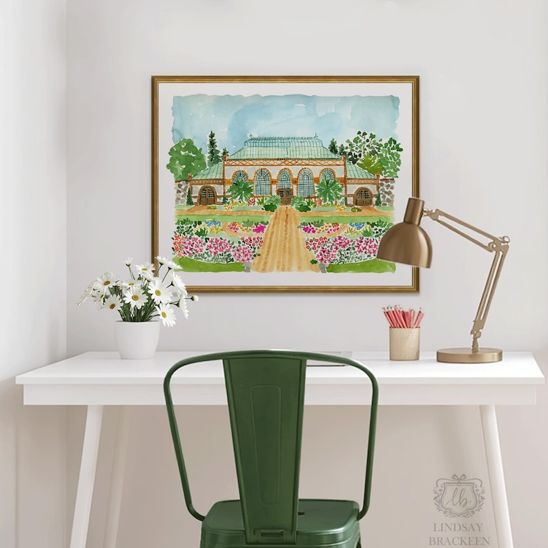 Biltmore Estate Conservatory Greenhouse Art Asheville North Carolina Art Print Biltmore Mansion Formal Garden Print Plant Flower Watercolor image 6