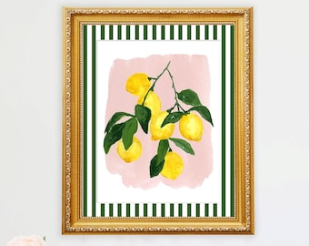 Lemon Decor, Lemon Print, Lemon Art,  Lemons Painting, Lemon Artwork, Citrus Print, Fruit Print, Kitchen Decor, Kitchen Art, Dining Room Art