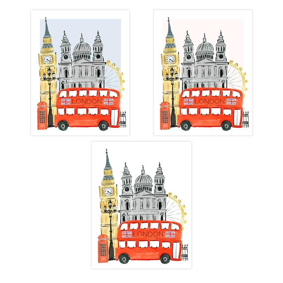 London England Art Print London Wall Decor Travel Big Ben St. Paul