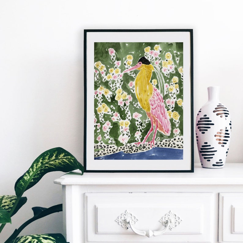 Tropical Bird Art Print Wall Decor Painting Exotic Colorful Watercolor Jungle Birds Illustration Bohemian Boho Style Lindsay Brackeen image 2