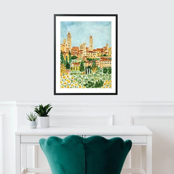 Tuscany Print, Italy Print, Italy Art, Tuscany Art Print, Tuscany Watercolor, San Gimignano Print, Italy Wall Art, Siena Italy Art Print