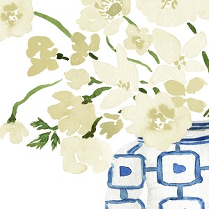 Blue and White Floral Print, Blue White Flowers Art, Bouquet Painting, Blue and White Vase Planter, Ginger Jar Print, Delft Blue Vase Art Bild 3