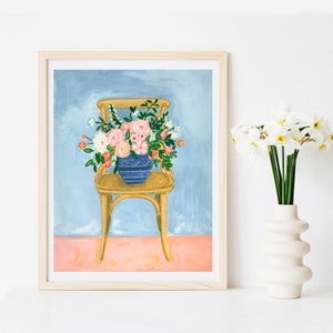 Chair Wall Art, Cottage Decor, Flowers in a Chair Art Print, Chair Print, Bentwood Chair Art, Farmhouse Art, Cottage Core Art, Farmhouse Art