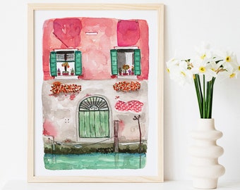 Venice Art Print, Painting of Venice,  venice Italy Art, Venice Canal Art, Travel Art Print, Venice Painting,  Venice Art, Venice Watercolor