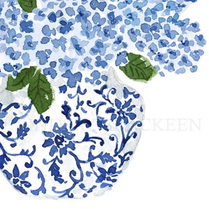 Hydrangea Print, Hydrangea Art, Hydrangea Painting, Blue Hydrangea Print, Blue and White Vase Planter, Ginger Jar Print, Delft Blue Vase image 7