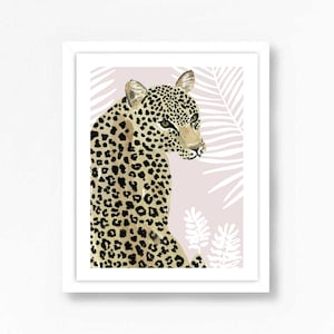 Leopard Leopards Tiger Cheetah Cat Jungle Tropical Illustration Bohemian Boho Animal Art Print Wall Art Decor Nursery  Watercolor Modern